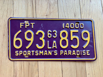 1963 Louisiana FPT License Plate