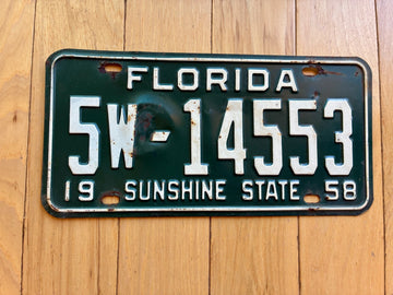 1958 Florida License Plate