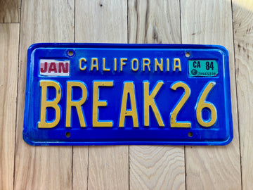 1984 California Vanity License Plate - BREAK26