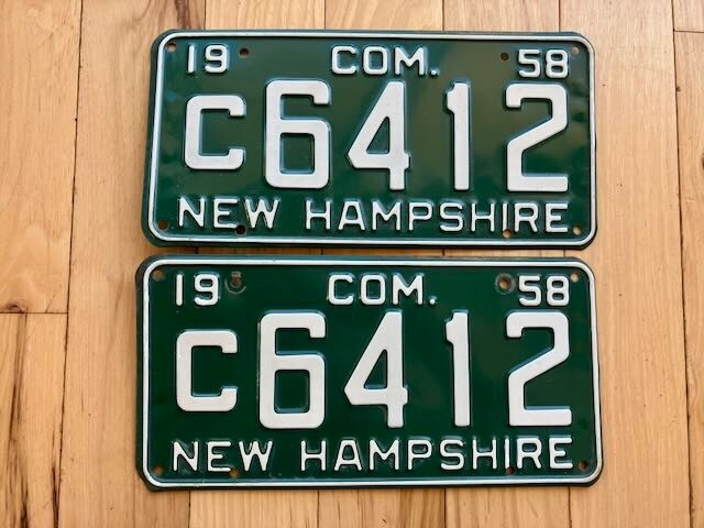 Pair of 1958 New Hampshire License Plates