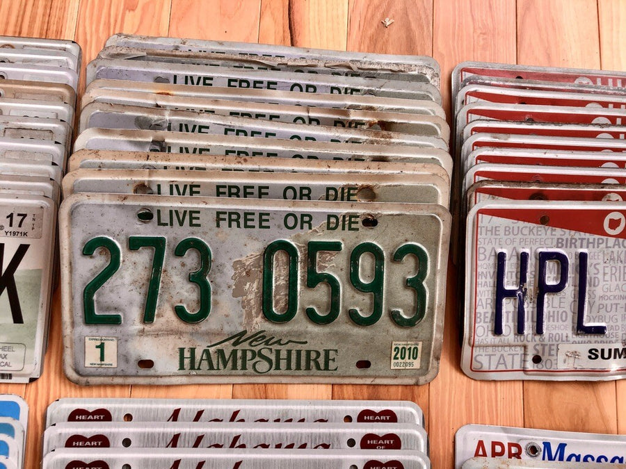 100 License Plates- 10 of Each State in Craft Condition