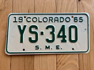 1965 Colorado Special Mobile Equipment License Plate