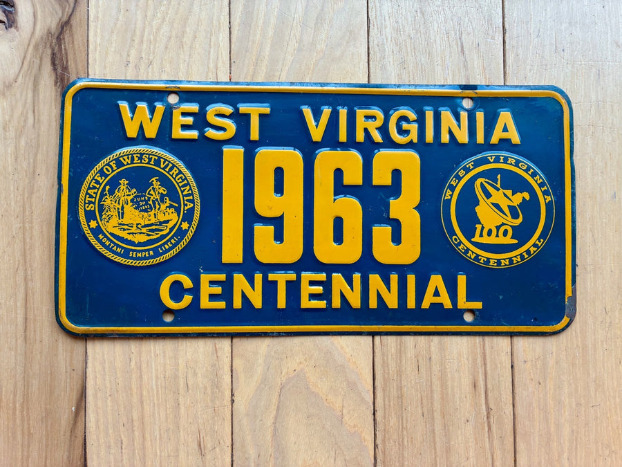 1963 West Virginia Centennial Booster License Plate