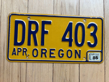 1985 Oregon License Plate