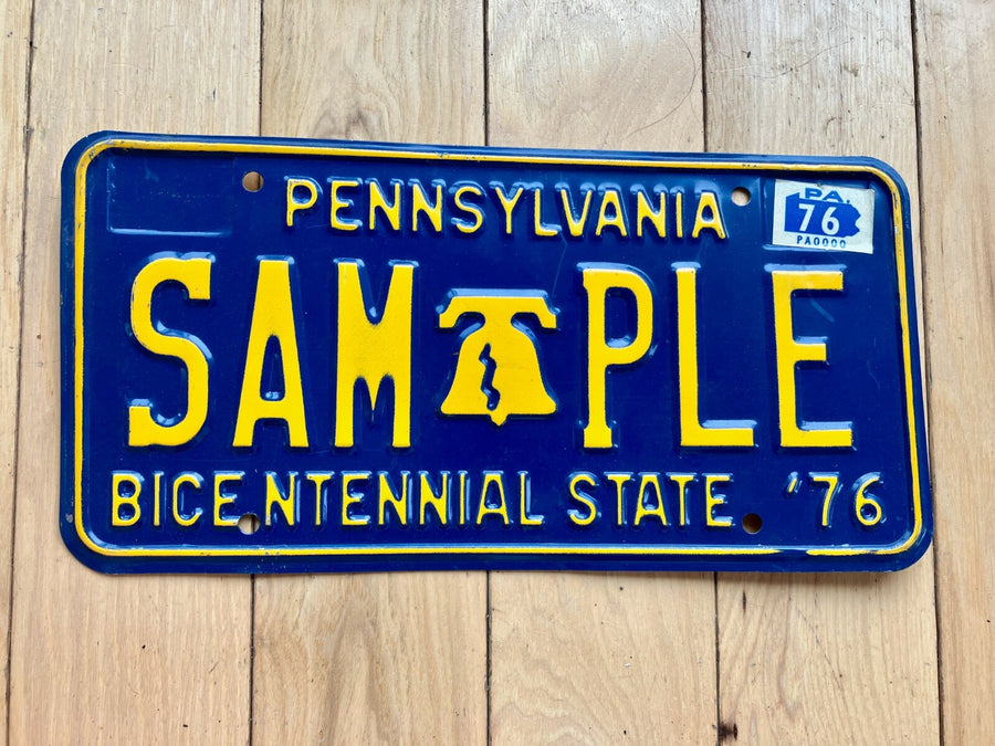 1976 Pennsylvania Sample License Plate