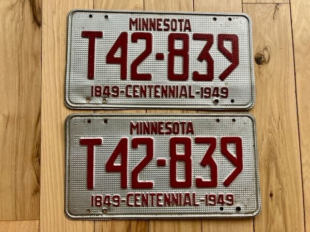 Pair of 1949 Minnesota Farm Truck License Plates