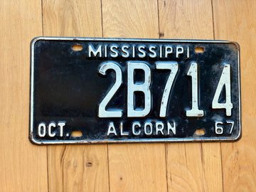 1967 Mississippi Alcorn County License Plate