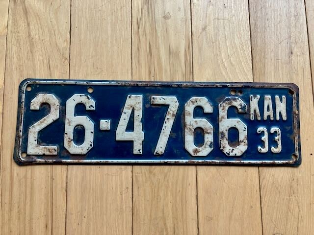 1933 Kansas License Plate