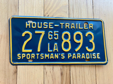 1965 Louisiana House Trailer License Plate