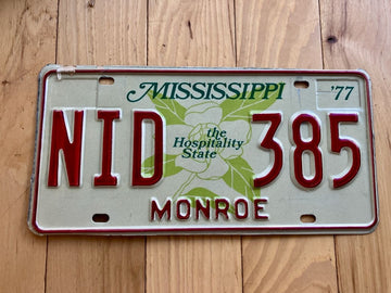1977 Mississippi Monroe County License Plate