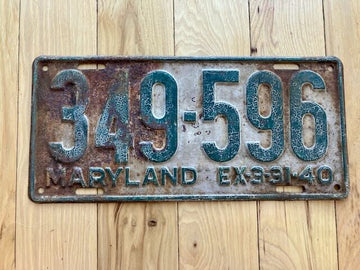1940 Maryland License Plate