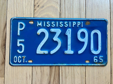 1965 Mississippi P5 License Plate