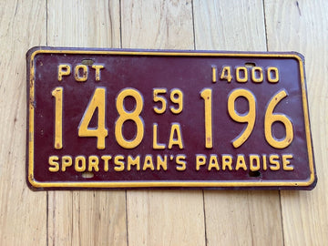1959 Louisiana POT License Plate
