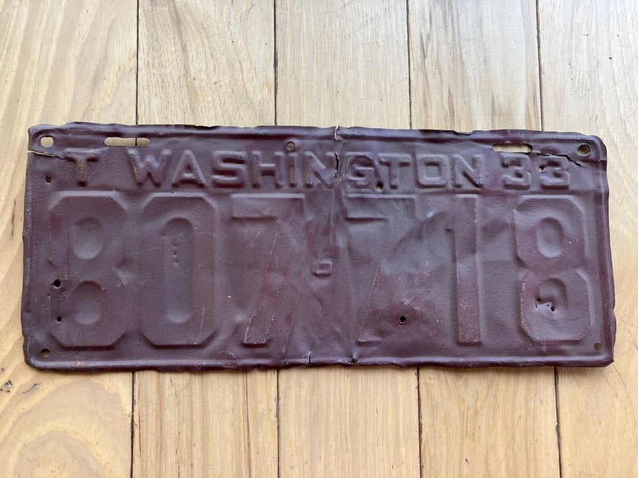 1933 Washington State License Plate