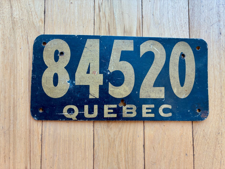 1921 Quebec Fiberboard License Plate
