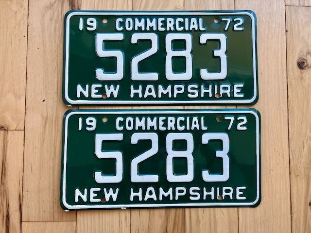 Pair of 1972 New Hampshire License Plates