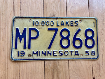 1958 Minnesota License Plate