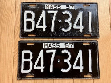 Pair of 1957 Massachusetts License Plates
