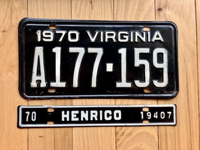 1970 Virginia License Plate W/Topper