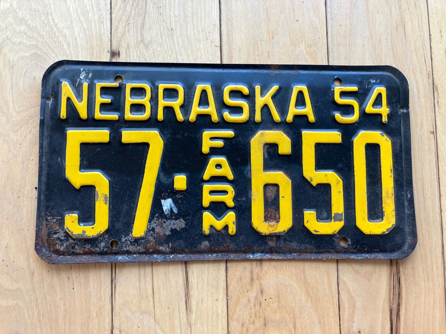 1954 Nebraska Farm License Plate
