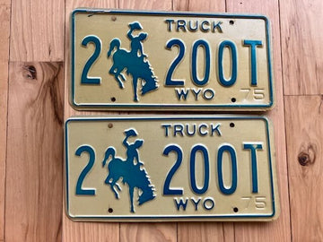 Pair of 1975 Wyoming Truck License Plates
