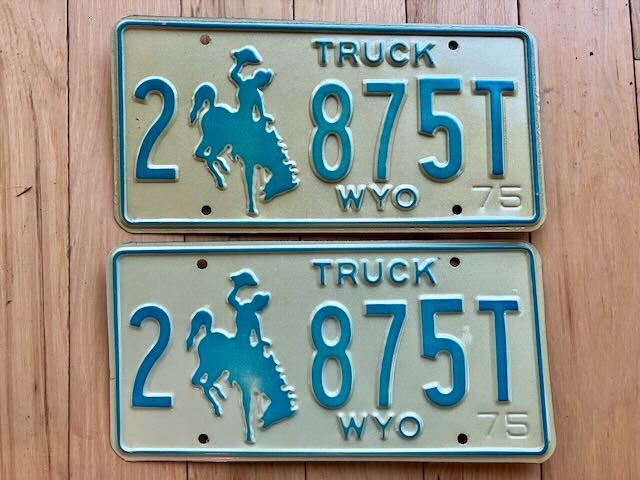 Pair of 1975 Wyoming Truck License Plates