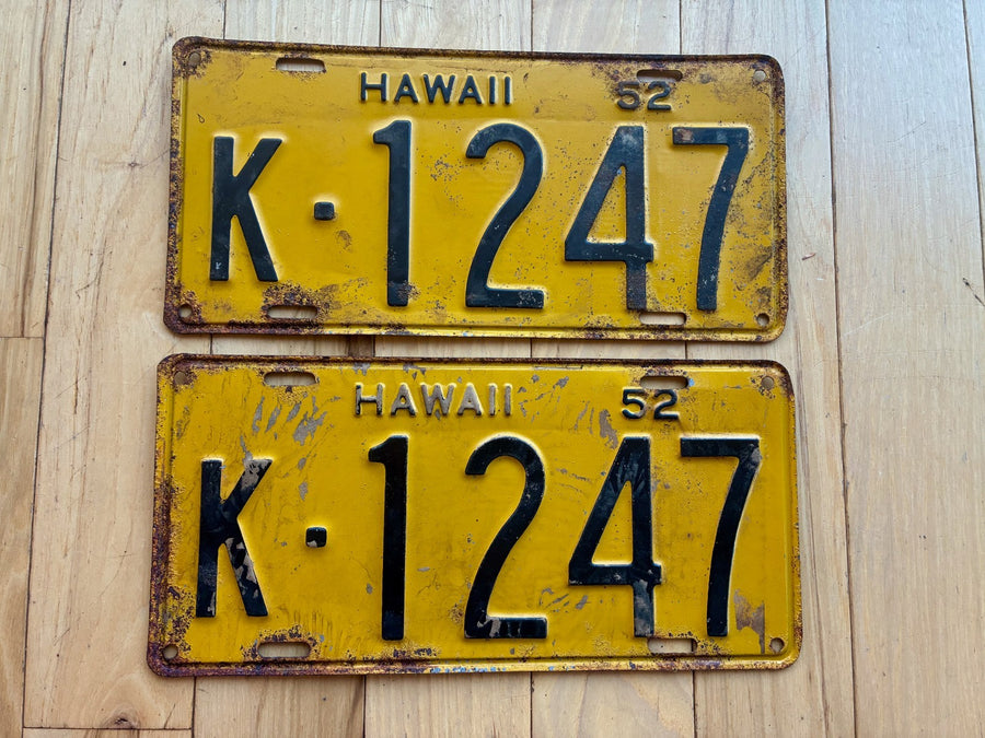 1952 Pair of Hawaii Kauai License Plates