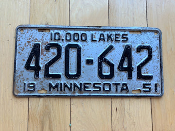 1951 Minnesota License Plate 420 - 624