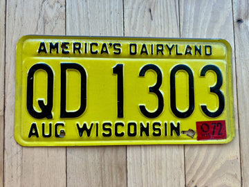 1972 Wisconsin License Plate