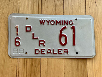 1988 Wyoming Dealer License Plate - Low Number