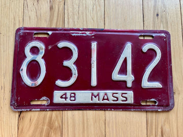 1948 Massachusetts License Plate - YOM Clear