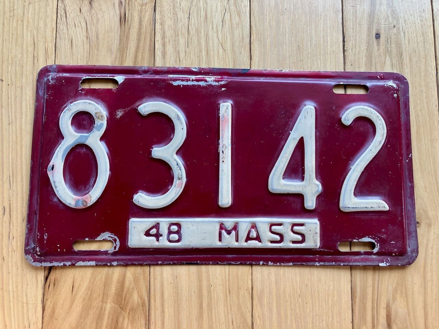 1948 Massachusetts License Plate - YOM Clear