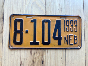 1933 Nebraska License Plate