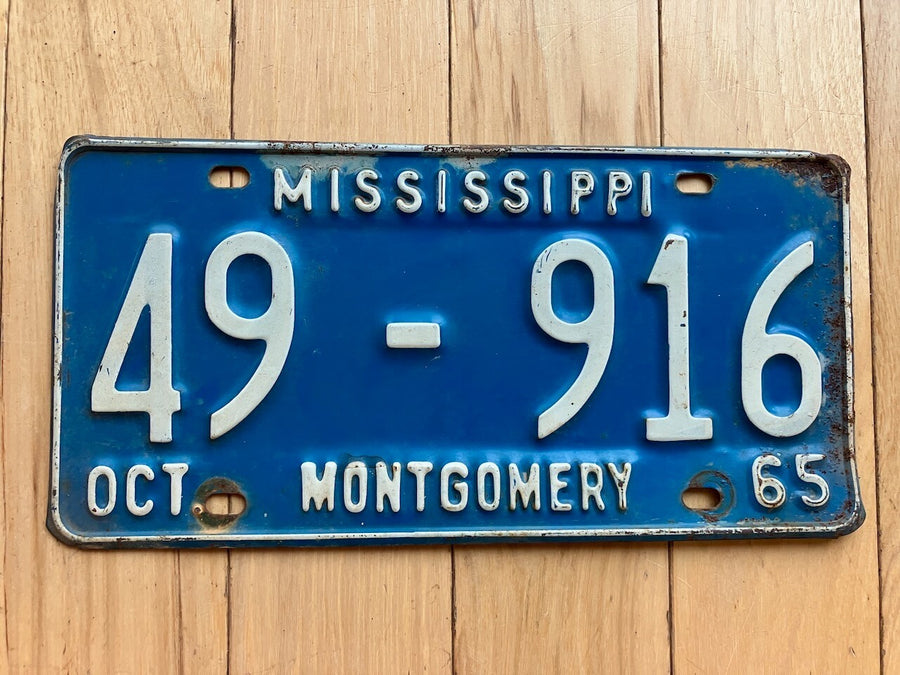 1965 Mississippi Montgomery County License Plate