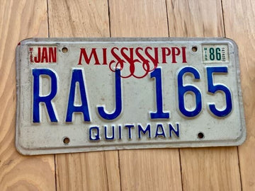 1986 Mississippi Quitman County License Plate