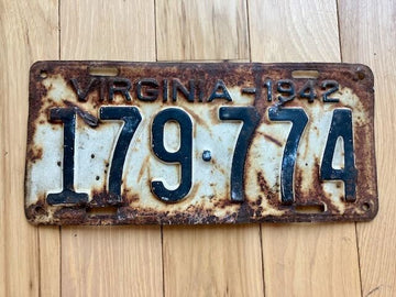 1942 Virginia License Plate