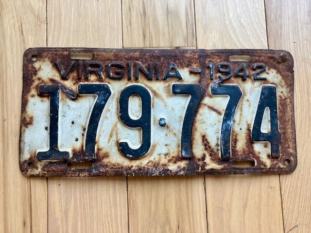 1942 Virginia License Plate