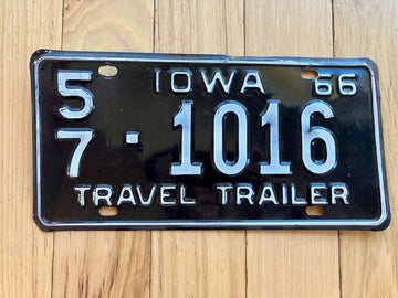 1966 Iowa Travel Trailer License Plate