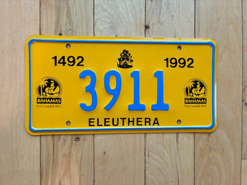 1992 Bahamas Eleuthera License Plate