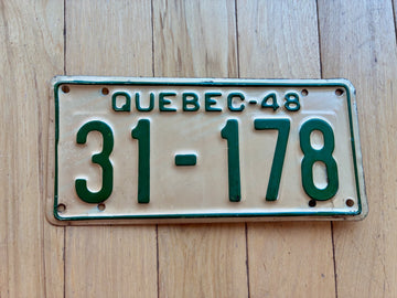 1948 Quebec License Plate