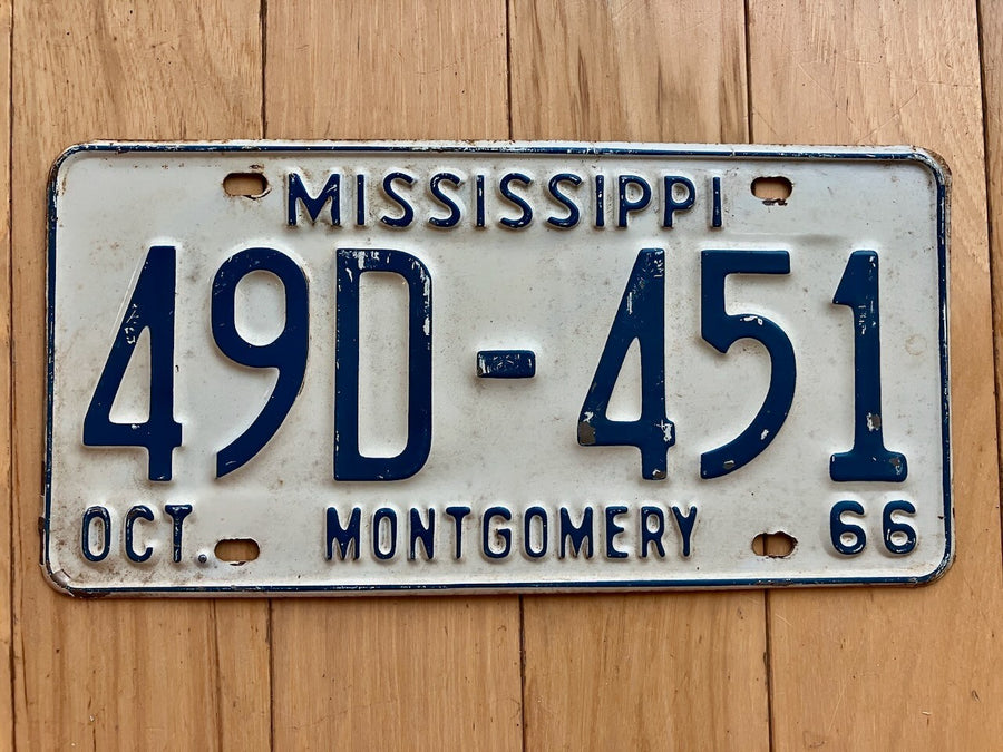 1966 Mississippi Montgomery County License Plate