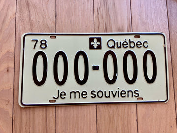 1978 Quebec Sample License Plate