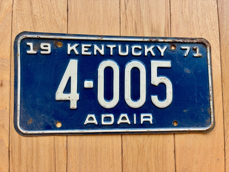 1971 Kentucky Adair County License Plate