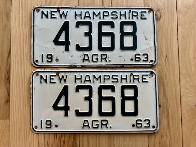 Pair of 1963 New Hampshire Agriculture License Plates
