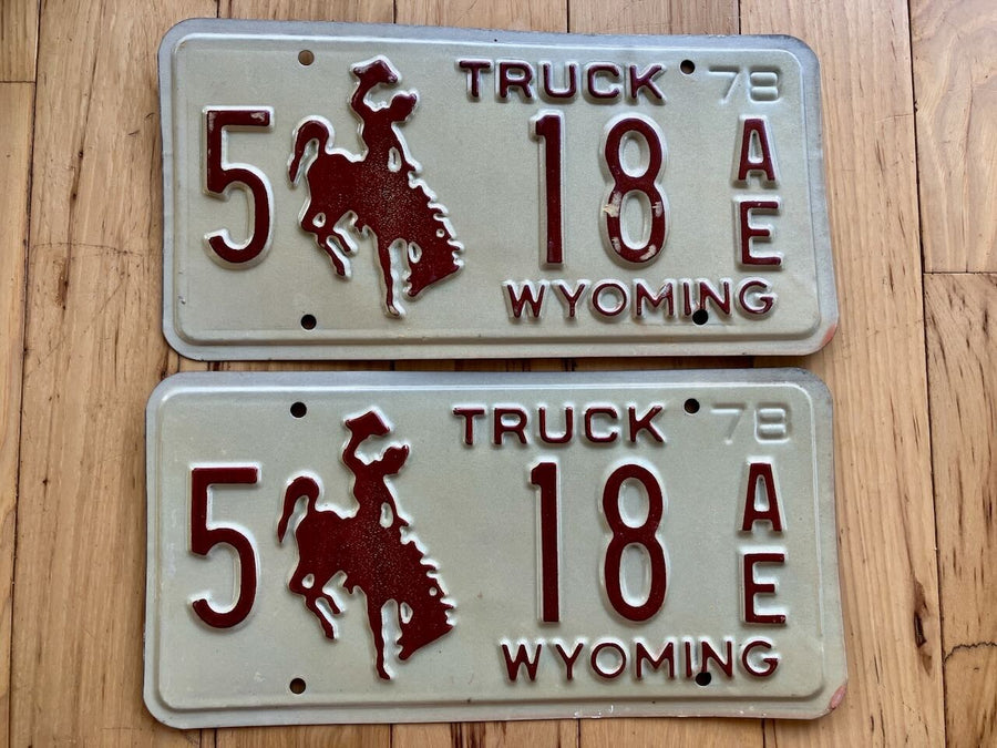 Pair of 1978 Wyoming Truck License Plates