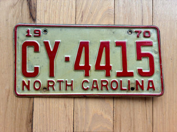 1970 North Carolina License Plate