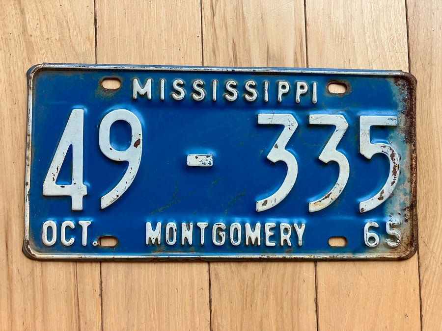 1965 Mississippi Montgomery County License Plate
