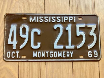 1969 Mississippi Montgomery County License Plate