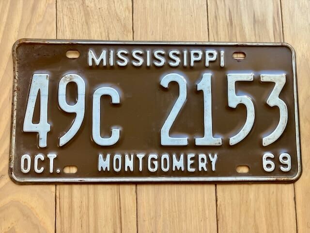 1969 Mississippi Montgomery County License Plate