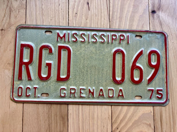 1975 Mississippi Grenada County License Plate